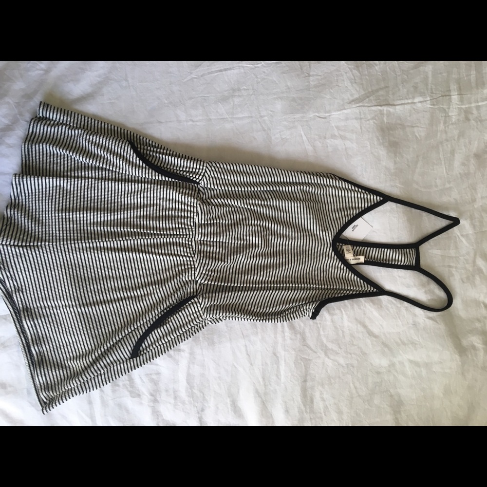 Black and white striped romper